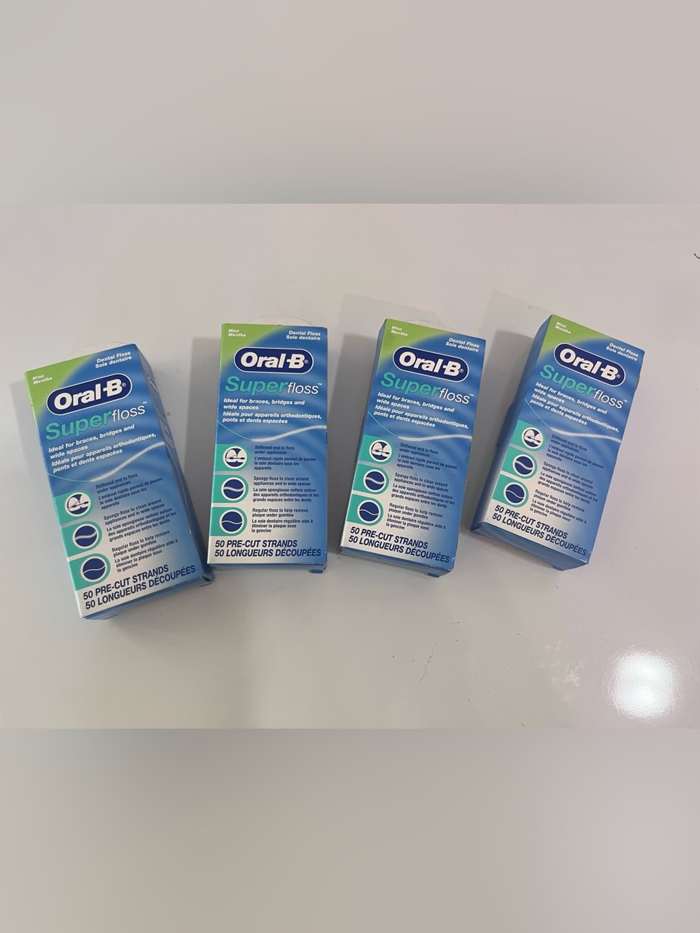Oral-B Superfloss Dental Floss Mint 50 Pre-Cut Strands (4 Pack)
